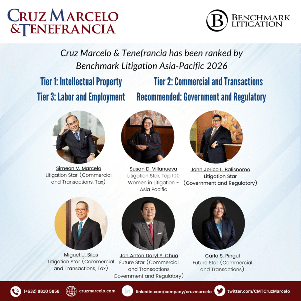 Cruz Marcelo & Tenefrancia Recognized in Benchmark Litigation Asia-Pacific 2026 Rankings 1 Picture2
